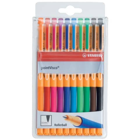 STABILO pointVisco Gelschreiber orange 0,5 mm, Schreibfarbe: farbsortiert, 10 St.