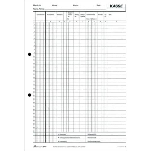 RNK-Verlag Kassenbuch/EDV Formularbuch 3160