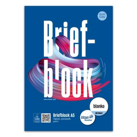 URSUS STYLE Briefblock - A5, 50 Blatt, 70 g/qm, blanko