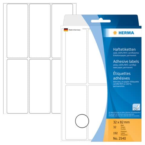 HERMA 2540 Vielzwecketiketten - weiß, 32x82 mm, matt, 192 Stück