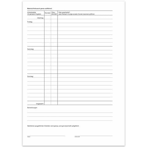 RNK Wochenzettel - Block, 100 Blatt, DIN A4, Montag - Sonntag