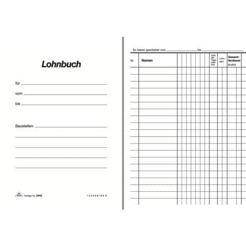 RNK Taschenlohnbuch für mehrere Arbeiter (Polierbuch) - 170 x 120 mm, 48 Blatt