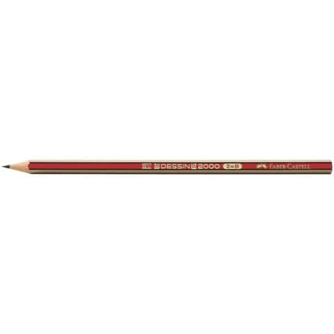 FABER CASTELL Bleistift DESSIN® 2000 - B, rot-gold-gestreift