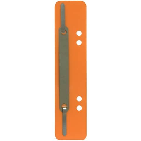 Q-CONNECT Heftstreifen Kunststoff, kurz - Deckleiste aus Metall, orange, 25 Stück
