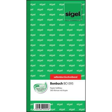 SIGEL Bonbuch - o. Kellner-Nr., 360 Abrisse, SD, hellblau, 105x200 mm, 2 x 60 Blatt
