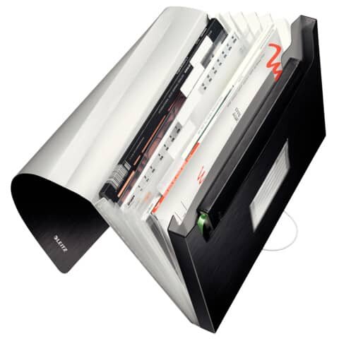 LEITZ 3957 Fächermappe Style - A4, 6 Fächer, PP, satin schwarz