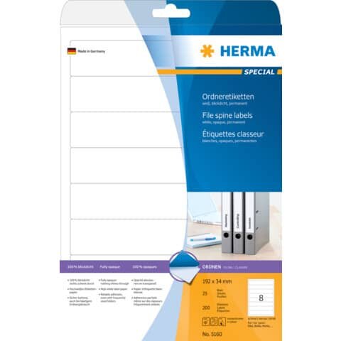 200 HERMA Ordneretiketten 5160 weiß