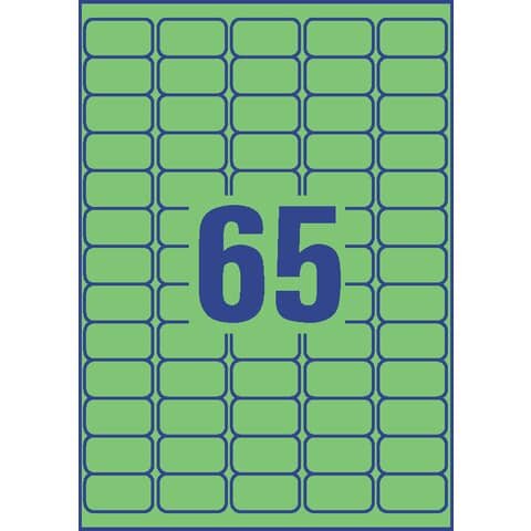 AVERY ZWECKFORM L4792-20 Etiketten - 38,1 x 21,2 mm, grün, 1.300 Etiketten/20 Blatt, wiederablösbar