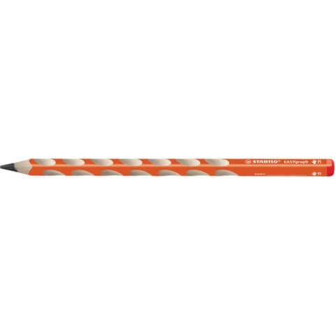 STABILO Ergonomischer Dreikant-Bleistift für Rechtshänder - EASYgraph in orange - Einzelstift - Härtegrad B