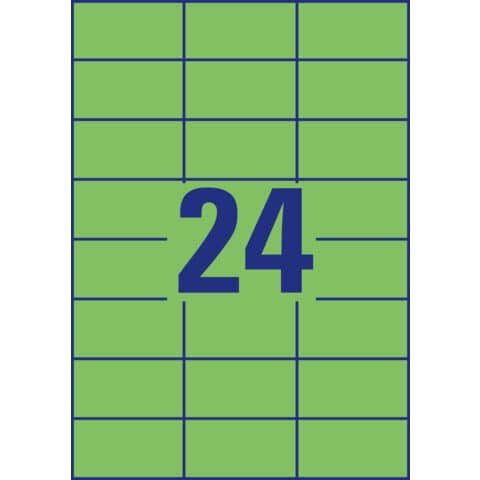2.400 AVERY Zweckform Etiketten 3450 grün 70,0 x 37,0 mm