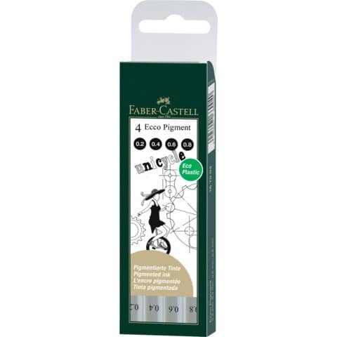 FABER CASTELL Tintenschreiber ECCO PIGMENT - 4er Set (0,2/0,4/0,6/0,8 mm), schwarz