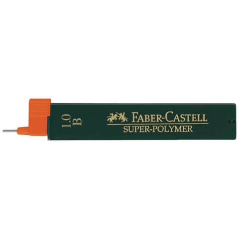 FABER CASTELL Feinmine SUPER POLYMER - 0,9/1 mm, B, schwarz, 12 Minen