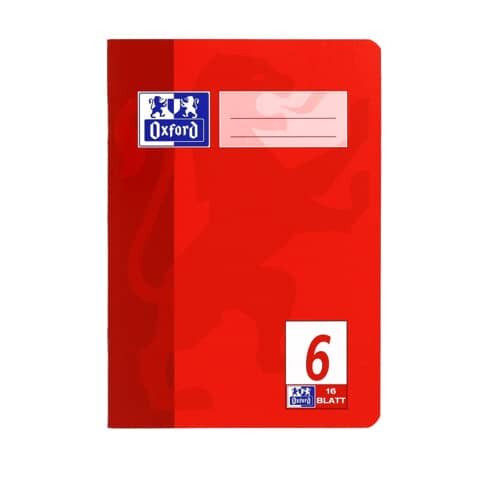 OXFORD Schulheft Lineatur 6 blanko DIN A5 ohne Rand, 16 Blatt