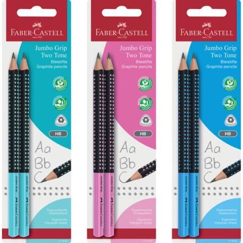 FABER CASTELL Bleistift Jumbo Grip Two Tone - 2x B, Blisterkarte, sortiert