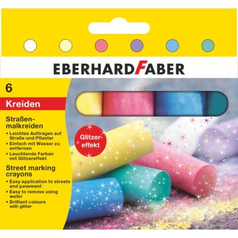 EBERHARD FABER Straßenmalkreide Glitzer farbsortiert 6 St.