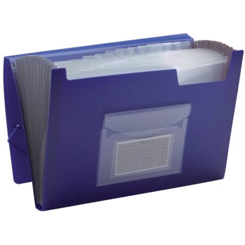 Q-CONNECT Fächermappe - 13 Taschen, 250 Blatt, PP, blau