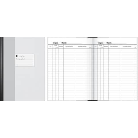 COSWIG Posteingangsbuch, Schwarz, 1 Seite, A4, 210 x 297 mm, 96 Blatt