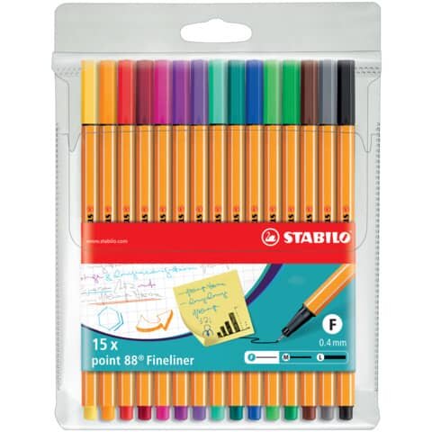 STABILO Fineliner point 88® Etui - 15er Pack - Standardfarben