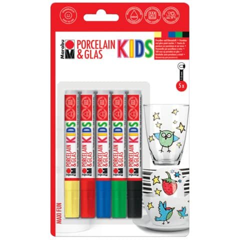 Marabu KiDS MAXI FUN Porzellanstifte farbsortiert 1,0 - 3,0 mm, 5 St.