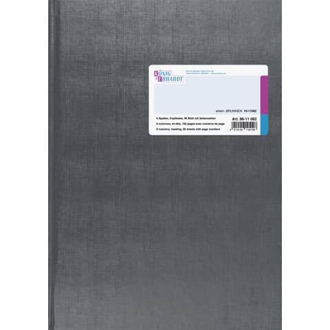 KÖNIG & EBHARDT Spaltenbuch Kopfleisten-Ausführung - A4, 6 Spalten, 96 Blatt, Schema über 1 Seite, mit Seitenzahlen