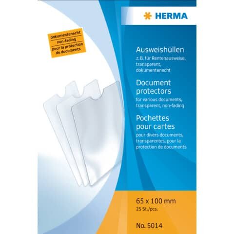 HERMA 5014 Ausweishüllen - 65x100 mm für Rentenausweise, geprägt, dokumentenecht