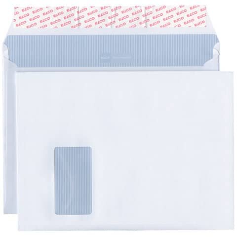 ELCO Versandtasche documento - C4 plus, weiß, 120 g/qm, mit Fenster, Haftklebung, 20 mm Seitenfalte