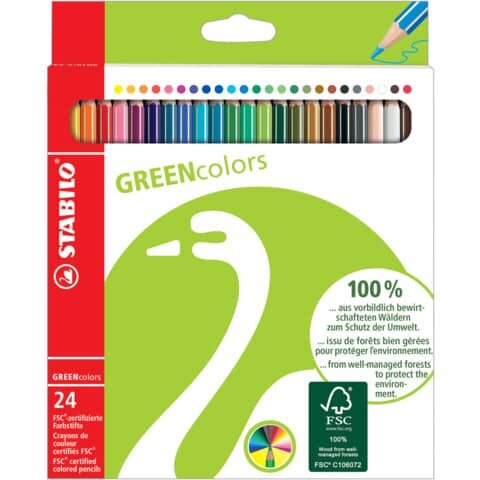 STABILO GREENcolors Buntstifte farbsortiert, 24 St.