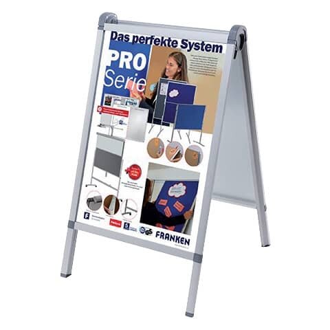 FRANKEN Kundenstopper Outdoor PRO silber DIN A1 2 Fächer
