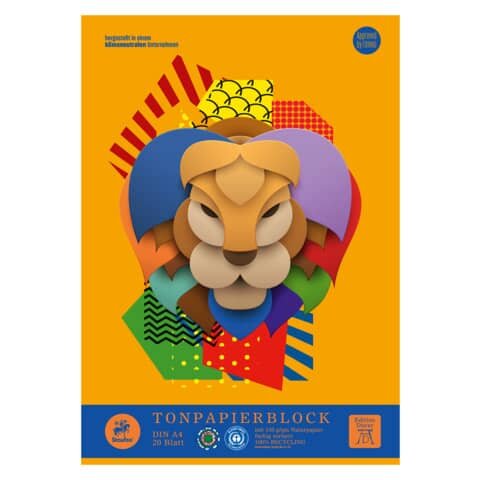 EDITION DÜRER Tonpapierblock geleimt - A4, 20 Blatt, 130g/qm, sortiert