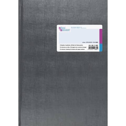 KÖNIG & EBHARDT Spaltenbuch Kopfleisten-Ausführung - A4, 16 Spalten, 96 Blatt, Schema über 2 Seite, mit Seitenzahlen