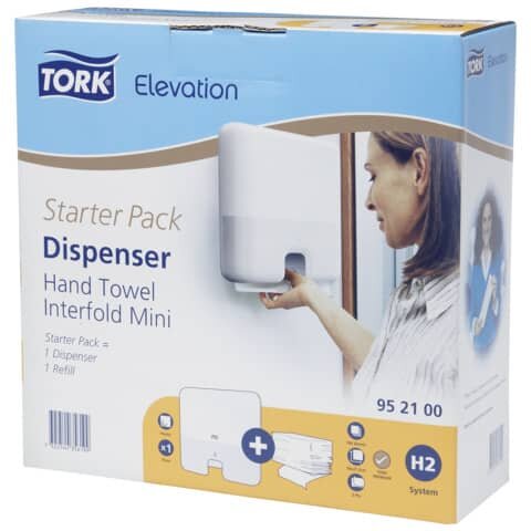 TORK Papierhandtuchspender-Set Elevation Xpress® H2 Mini Starter Pack 952100, inkl. 100 Tücher 952100 weiß Kunststoff