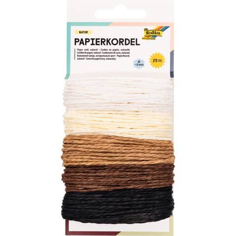 FOLIA Papier-Kordel "Natur" - 5x 5m, sortiert