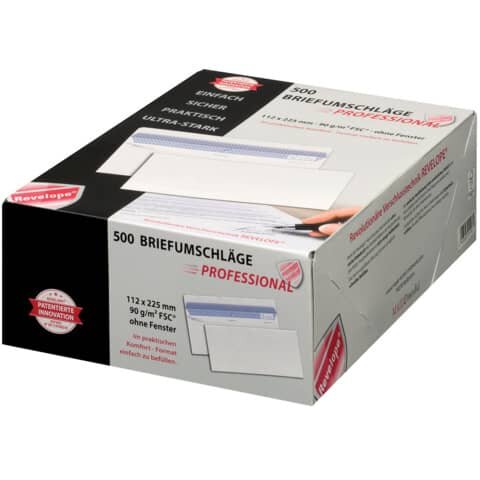 MAILmedia Briefumschläge Revelope® Professional DIN lang+ ohne Fenster offset weiß selbstklebend 500 St.
