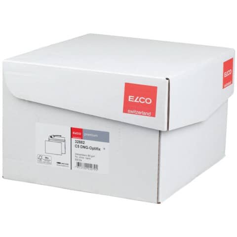 ELCO Briefumschlag Office Box mit Deckel - C5, weiß, haftklebend, ohne Fenster, 80 g/qm, 500 Stück