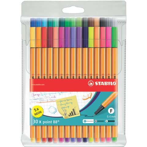 STABILO Point 88 Fineliner farbsortiert 0,4 mm, 30 St.