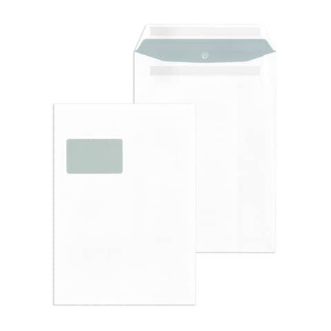 MAILMEDIA Versandtaschen C4 , m. Fenster, Inndendruck, selbstklebend, 100 g/qm, weiß, 250 Stück