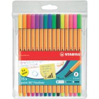 STABILO Fineliner point 88® Etui - 15er Pack - mit 15...