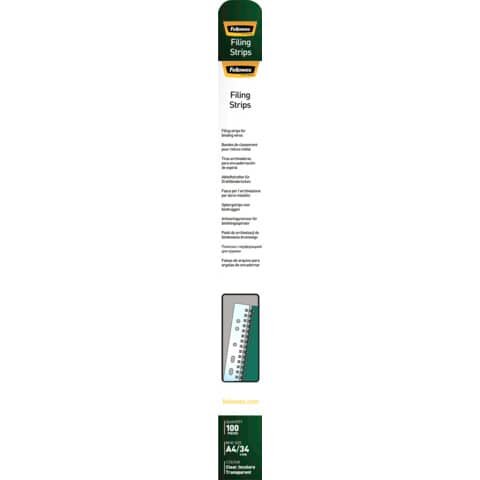 FELLOWES Abheftstreifen für Drahtbindung, 34 Stanzlöcher, transparent, 100 St./Packung