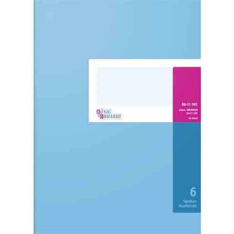 KÖNIG & EBHARDT Spaltenbuch Kopfleisten-Ausführung - A4, 6 Spalten, 40 Blatt, Schema über 1 Seite