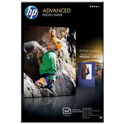 HP Advanced Fotopapier Inkjet - 10x15cm, glänzend, 250 g/qm, 100 Blatt