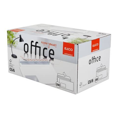 ELCO Briefumschläge Office DIN lang+ mit Fenster hochweiß haftklebend 200 St.