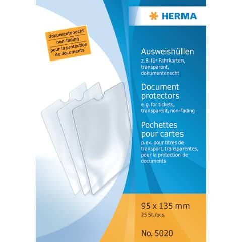 HERMA 5020 Ausweishüllen - 95x135 mm für Fahrkarten/Kinderausweise, geprägt, dokumentenecht