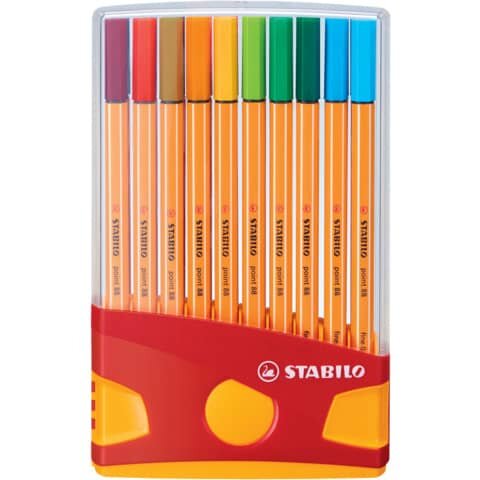 STABILO Fineliner point 88® Etui ColorParade - 20er Tischset in rot/orange- mit 20 verschiedenen Farben