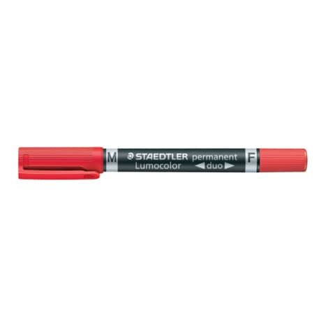STAEDTLER Permanentmarker Lumocolor® duo - nachfüllbar, 0,6 mm und 1,5 mm, rot