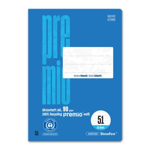 STAUFEN PREMIO Oktavheft LIN51 - A6, 32 Blatt, 90 g/qm, 7 mm liniert