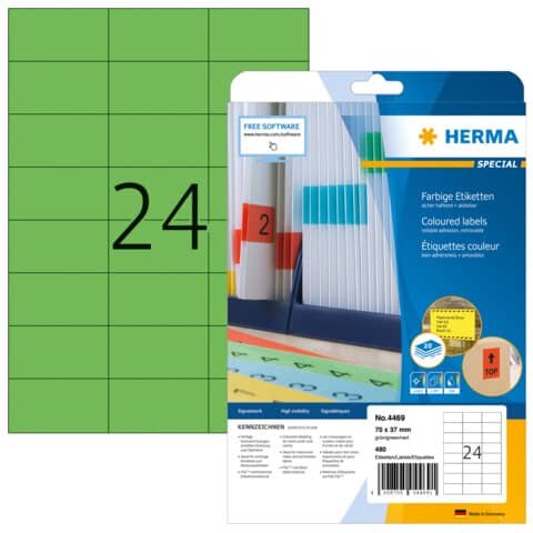 480 HERMA Etiketten 4469 grün 70,0 x 37,0 mm
