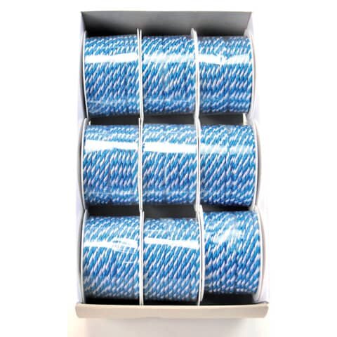GOLDINA Kordel - 3 mm x 25 m, weiß/blau