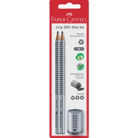 FABER CASTELL Bleistift-Set Grip 2001 mini - silber, 3-tlg.