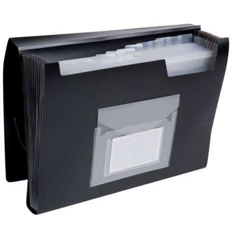Q-CONNECT Fächermappe - 13 Taschen, 250 Blatt, PP, schwarz