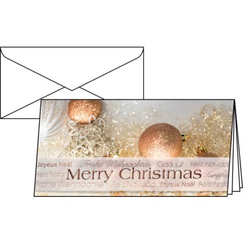 SIGEL Weihnachts-Karten "Christmas Glitter" - DIN lang (2/3 A4), 10 Karten